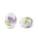 Ceramic bead oval 10x8mm White-lilac purple